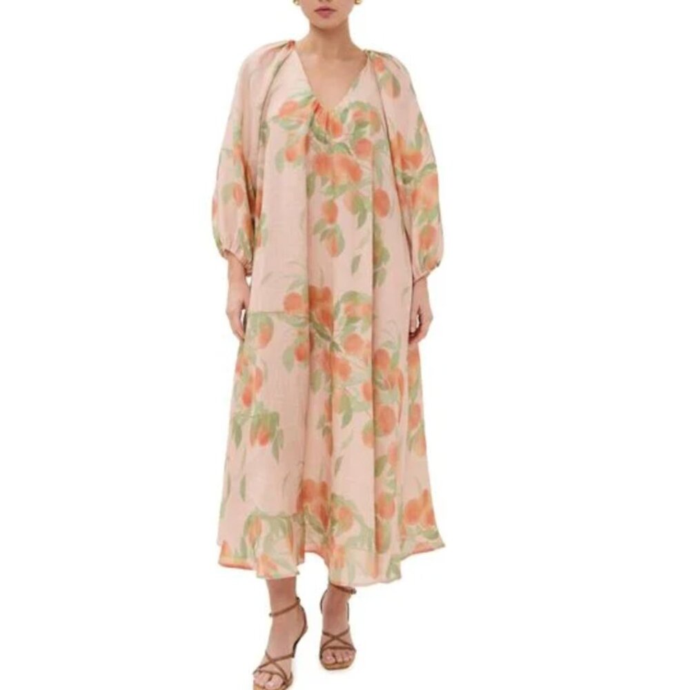 Bernadette Linen Peach Georgette Dress